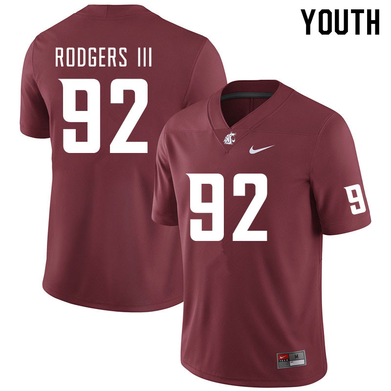 Youth #92 Will Rodgers III Washington State Cougars College Football Jerseys Sale-Crimson - Click Image to Close
